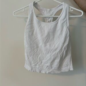 White Ribbed Racerback Tank Top - Unbranded